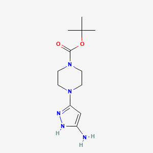 molecular formula C12H21N5O2 B3015070 叔丁基 4-(5-氨基-1H-吡唑-3-基)哌嗪-1-甲酸酯 CAS No. 1401222-55-6