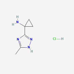 molecular formula C6H11ClN4 B3015072 1-(5-甲基-1H-1,2,4-三唑-3-基)环丙烷-1-胺；盐酸盐 CAS No. 2361644-61-1