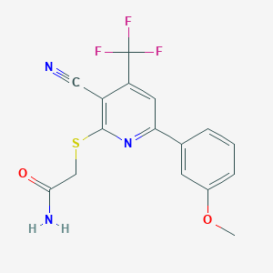 2-{[3-Cyano-6-(3-methoxyphenyl)-4-(trifluoromethyl)pyridin-2-yl]sulfanyl}acetamide