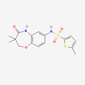 molecular formula C16H18N2O4S2 B3015086 N-(3,3-dimethyl-4-oxo-2,3,4,5-tetrahydrobenzo[b][1,4]oxazepin-7-yl)-5-methylthiophene-2-sulfonamide CAS No. 921916-08-7
