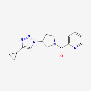 molecular formula C15H17N5O B3015091 (3-(4-cyclopropyl-1H-1,2,3-triazol-1-yl)pyrrolidin-1-yl)(pyridin-2-yl)methanone CAS No. 2034302-16-2