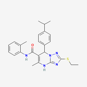 molecular formula C25H29N5OS B3015105 2-(ethylthio)-7-(4-isopropylphenyl)-5-methyl-N-(2-methylphenyl)-4,7-dihydro[1,2,4]triazolo[1,5-a]pyrimidine-6-carboxamide CAS No. 1021212-53-2