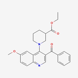 molecular formula C25H26N2O4 B3015118 Ethyl 1-(3-benzoyl-6-methoxyquinolin-4-yl)piperidine-3-carboxylate CAS No. 872200-14-1