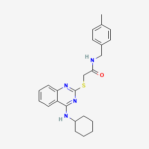 molecular formula C24H28N4OS B3015124 2-((4-(cyclohexylamino)quinazolin-2-yl)thio)-N-(4-methylbenzyl)acetamide CAS No. 422533-51-5