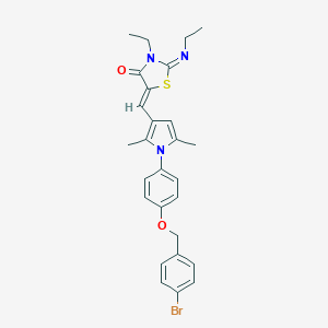 molecular formula C27H28BrN3O2S B301513 (2E,5Z)-5-[(1-{4-[(4-bromobenzyl)oxy]phenyl}-2,5-dimethyl-1H-pyrrol-3-yl)methylidene]-3-ethyl-2-(ethylimino)-1,3-thiazolidin-4-one 