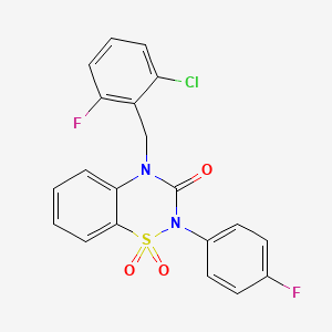 molecular formula C20H13ClF2N2O3S B3015136 4-(2-chloro-6-fluorobenzyl)-2-(4-fluorophenyl)-2H-1,2,4-benzothiadiazin-3(4H)-one 1,1-dioxide CAS No. 899971-81-4
