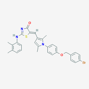 molecular formula C31H28BrN3O2S B301514 (5Z)-5-[[1-[4-[(4-bromophenyl)methoxy]phenyl]-2,5-dimethylpyrrol-3-yl]methylidene]-2-(2,3-dimethylanilino)-1,3-thiazol-4-one 