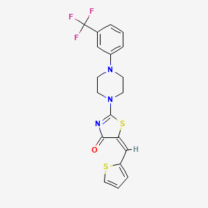 molecular formula C19H16F3N3OS2 B3015143 (E)-5-(噻吩-2-基亚甲基)-2-(4-(3-(三氟甲基)苯基)哌嗪-1-基)噻唑-4(5H)-酮 CAS No. 843632-65-5