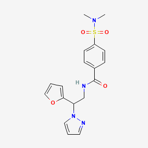 molecular formula C18H20N4O4S B3015153 4-(N,N-dimethylsulfamoyl)-N-(2-(furan-2-yl)-2-(1H-pyrazol-1-yl)ethyl)benzamide CAS No. 2034566-73-7