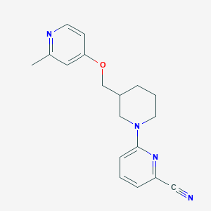 molecular formula C18H20N4O B3015159 6-[3-[(2-Methylpyridin-4-yl)oxymethyl]piperidin-1-yl]pyridine-2-carbonitrile CAS No. 2380044-62-0