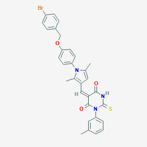 molecular formula C31H26BrN3O3S B301516 5-[(1-{4-[(4-bromobenzyl)oxy]phenyl}-2,5-dimethyl-1H-pyrrol-3-yl)methylene]-1-(3-methylphenyl)-2-thioxodihydro-4,6(1H,5H)-pyrimidinedione 
