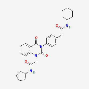 molecular formula C29H34N4O4 B3015173 2-[3-{4-[2-(cyclohexylamino)-2-oxoethyl]phenyl}-2,4-dioxo-3,4-dihydroquinazolin-1(2H)-yl]-N-cyclopentylacetamide CAS No. 1223769-40-1