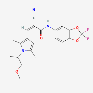 molecular formula C21H21F2N3O4 B3015176 (Z)-2-cyano-N-(2,2-difluoro-1,3-benzodioxol-5-yl)-3-[1-(1-methoxypropan-2-yl)-2,5-dimethylpyrrol-3-yl]prop-2-enamide CAS No. 1252567-32-0