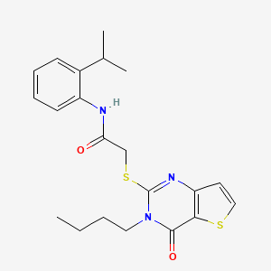 molecular formula C21H25N3O2S2 B3015184 2-({3-butyl-4-oxo-3H,4H-thieno[3,2-d]pyrimidin-2-yl}sulfanyl)-N-[2-(propan-2-yl)phenyl]acetamide CAS No. 1252910-68-1