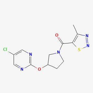 molecular formula C12H12ClN5O2S B3015187 (3-((5-Chloropyrimidin-2-yl)oxy)pyrrolidin-1-yl)(4-methyl-1,2,3-thiadiazol-5-yl)methanone CAS No. 2034428-51-6