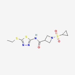 molecular formula C11H16N4O3S3 B3015197 1-(cyclopropylsulfonyl)-N-(5-(ethylthio)-1,3,4-thiadiazol-2-yl)azetidine-3-carboxamide CAS No. 1428379-38-7