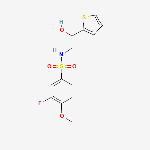 molecular formula C14H16FNO4S2 B3015202 4-ethoxy-3-fluoro-N-(2-hydroxy-2-(thiophen-2-yl)ethyl)benzenesulfonamide CAS No. 1351611-34-1
