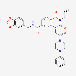 N-(1,3-benzodioxol-5-ylmethyl)-2,4-dioxo-1-[2-oxo-2-(4-phenylpiperazin-1-yl)ethyl]-3-(prop-2-en-1-yl)-1,2,3,4-tetrahydroquinazoline-7-carboxamide