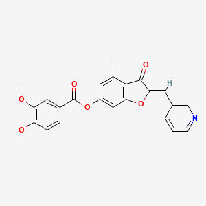 molecular formula C24H19NO6 B3015211 (Z)-4-methyl-3-oxo-2-(pyridin-3-ylmethylene)-2,3-dihydrobenzofuran-6-yl 3,4-dimethoxybenzoate CAS No. 903856-24-6
