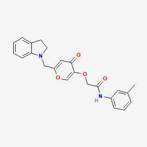 molecular formula C23H22N2O4 B3015222 2-((6-(indolin-1-ylmethyl)-4-oxo-4H-pyran-3-yl)oxy)-N-(m-tolyl)acetamide CAS No. 898455-87-3