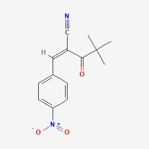 molecular formula C14H14N2O3 B3015234 2-(2,2-Dimethylpropanoyl)-3-(4-nitrophenyl)prop-2-enenitrile CAS No. 150300-50-8