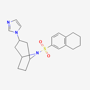 molecular formula C20H25N3O2S B3015242 (1R,5S)-3-(1H-imidazol-1-yl)-8-((5,6,7,8-tetrahydronaphthalen-2-yl)sulfonyl)-8-azabicyclo[3.2.1]octane CAS No. 2320468-82-2