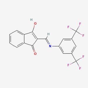 molecular formula C18H9F6NO2 B3015243 2-({[3,5-bis(trifluoromethyl)phenyl]amino}methylidene)-1H-indene-1,3(2H)-dione CAS No. 375835-84-0