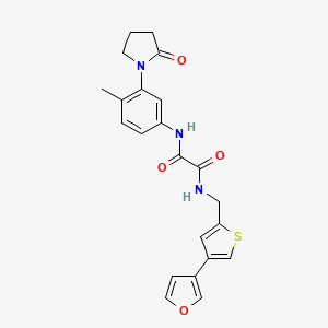 molecular formula C22H21N3O4S B3015246 N-[[4-(Furan-3-yl)thiophen-2-yl]methyl]-N'-[4-methyl-3-(2-oxopyrrolidin-1-yl)phenyl]oxamide CAS No. 2379989-05-4