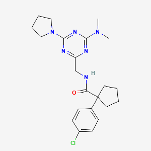 1-(4-chlorophenyl)-N-((4-(dimethylamino)-6-(pyrrolidin-1-yl)-1,3,5-triazin-2-yl)methyl)cyclopentanecarboxamide