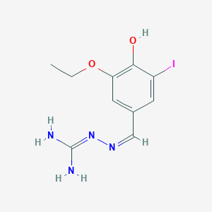 molecular formula C10H13IN4O2 B3015254 (2Z)-2-(3-ethoxy-4-hydroxy-5-iodobenzylidene)hydrazinecarboximidamide CAS No. 725276-66-4