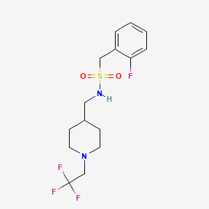 molecular formula C15H20F4N2O2S B3015261 1-(2-Fluorophenyl)-N-[[1-(2,2,2-trifluoroethyl)piperidin-4-yl]methyl]methanesulfonamide CAS No. 2309568-26-9