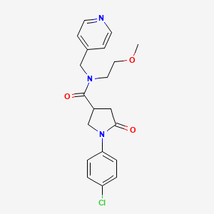 molecular formula C20H22ClN3O3 B3015263 1-(4-chlorophenyl)-N-(2-methoxyethyl)-5-oxo-N-(pyridin-4-ylmethyl)pyrrolidine-3-carboxamide CAS No. 1286704-90-2