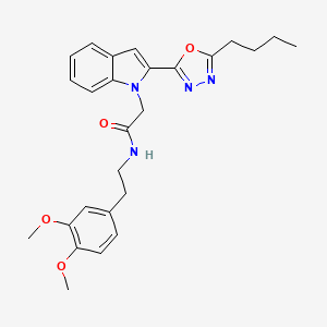 molecular formula C26H30N4O4 B3015266 2-(2-(5-butyl-1,3,4-oxadiazol-2-yl)-1H-indol-1-yl)-N-(3,4-dimethoxyphenethyl)acetamide CAS No. 955783-19-4