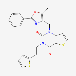 molecular formula C23H19N3O3S2 B3015269 1-((5-methyl-2-phenyloxazol-4-yl)methyl)-3-(2-(thiophen-2-yl)ethyl)thieno[3,2-d]pyrimidine-2,4(1H,3H)-dione CAS No. 1428351-55-6