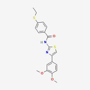 molecular formula C20H20N2O3S2 B3015275 N-(4-(3,4-二甲氧基苯基)噻唑-2-基)-4-(乙硫基)苯甲酰胺 CAS No. 898429-31-7