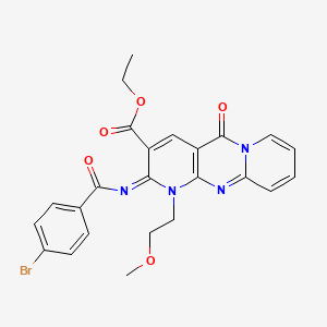 molecular formula C24H21BrN4O5 B3015278 (Z)-乙基 2-((4-溴苯甲酰)亚氨基)-1-(2-甲氧基乙基)-5-氧代-2,5-二氢-1H-二吡啶并[1,2-a:2',3'-d]嘧啶-3-甲酸酯 CAS No. 534577-86-1