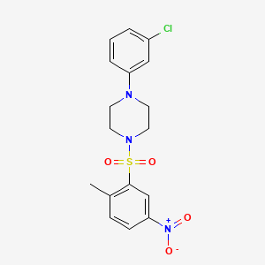 molecular formula C17H18ClN3O4S B3015279 1-(3-Chlorophenyl)-4-(2-methyl-5-nitrobenzenesulfonyl)piperazine CAS No. 694517-89-0