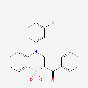molecular formula C22H17NO3S2 B3015284 {4-[3-(methylthio)phenyl]-1,1-dioxido-4H-1,4-benzothiazin-2-yl}(phenyl)methanone CAS No. 1114850-39-3