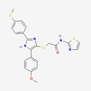 2-[[5-(4-methoxyphenyl)-2-(4-methylsulfanylphenyl)-1H-imidazol-4-yl]sulfanyl]-N-(1,3-thiazol-2-yl)acetamide