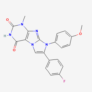 molecular formula C21H16FN5O3 B3015290 7-(4-氟苯基)-4-羟基-8-(4-甲氧基苯基)-1-甲基-1H-咪唑并[2,1-f]嘌呤-2(8H)-酮 CAS No. 895851-01-1