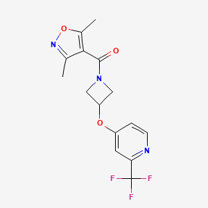 molecular formula C15H14F3N3O3 B3015291 (3,5-Dimethyl-1,2-oxazol-4-yl)-[3-[2-(trifluoromethyl)pyridin-4-yl]oxyazetidin-1-yl]methanone CAS No. 2380144-85-2