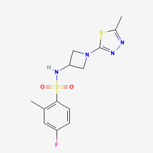 molecular formula C13H15FN4O2S2 B3015308 4-Fluoro-2-methyl-N-[1-(5-methyl-1,3,4-thiadiazol-2-yl)azetidin-3-yl]benzenesulfonamide CAS No. 2415532-96-4