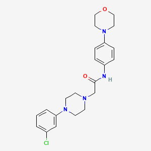 molecular formula C22H27ClN4O2 B3015309 2-[4-(3-chlorophenyl)piperazino]-N-(4-morpholinophenyl)acetamide CAS No. 850592-90-4