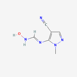 molecular formula C6H7N5O B3015311 (E)-N-(4-氰基-1-甲基-1H-吡唑-5-基)-N'-羟基甲亚胺酰胺 CAS No. 1001629-50-0