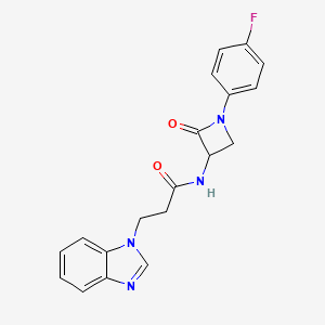 molecular formula C19H17FN4O2 B3015312 3-(1H-1,3-benzodiazol-1-yl)-N-[1-(4-fluorophenyl)-2-oxoazetidin-3-yl]propanamide CAS No. 1796897-13-6