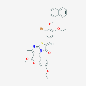 molecular formula C38H35BrN2O6S B301532 ethyl 2-[3-bromo-5-ethoxy-4-(1-naphthylmethoxy)benzylidene]-5-(4-ethoxyphenyl)-7-methyl-3-oxo-2,3-dihydro-5H-[1,3]thiazolo[3,2-a]pyrimidine-6-carboxylate 