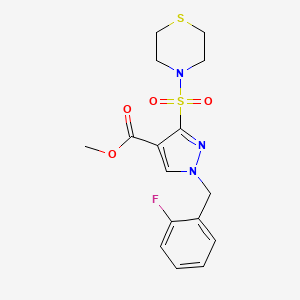 methyl 1-(2-fluorobenzyl)-3-(thiomorpholinosulfonyl)-1H-pyrazole-4-carboxylate