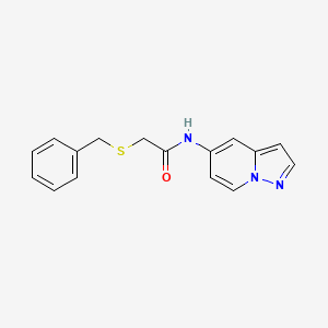 molecular formula C16H15N3OS B3015325 2-(benzylthio)-N-(pyrazolo[1,5-a]pyridin-5-yl)acetamide CAS No. 2034402-47-4