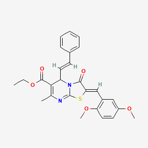 (Z)-ethyl 2-(2,5-dimethoxybenzylidene)-7-methyl-3-oxo-5-((E)-styryl)-3,5-dihydro-2H-thiazolo[3,2-a]pyrimidine-6-carboxylate