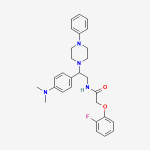 molecular formula C28H33FN4O2 B3015327 N-(2-(4-(二甲氨基)苯基)-2-(4-苯基哌嗪-1-基)乙基)-2-(2-氟苯氧基)乙酰胺 CAS No. 1005305-37-2